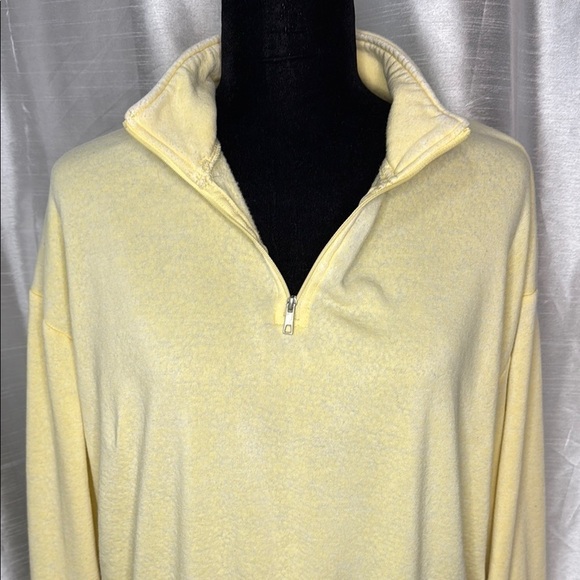 Double Zero Tops - Double Zero 1/4 Zip Drop Shoulder Women’s Large Lightweight Yellow Sweatshirt